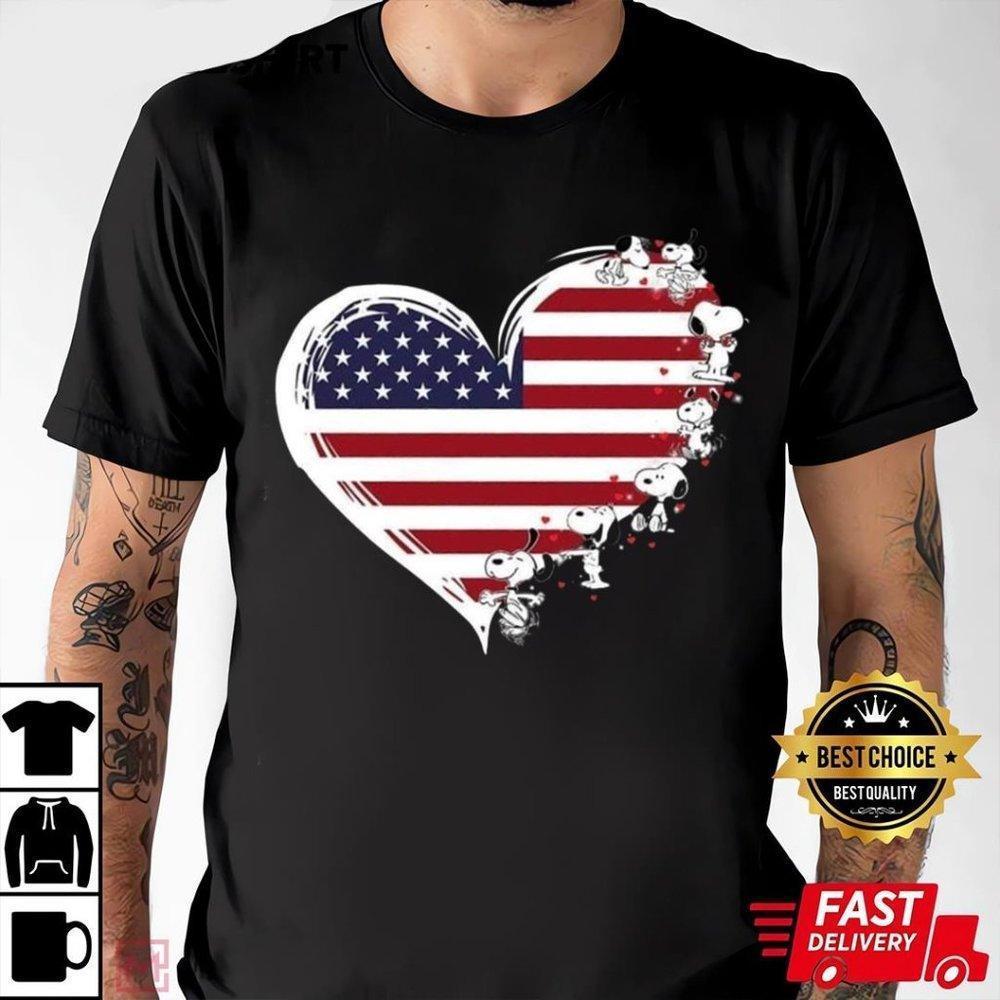 Heart Snoopy Memorial Day Unisex Tee T-Shirt, Graphics Unisex T-shirt